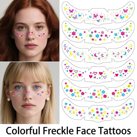 Adesivi Tatuaggio Viso Farfalla Stella Cuore Arcobaleno Lentiggini Trucco Tatuaggi Temporanei Feste Donne Ragazze