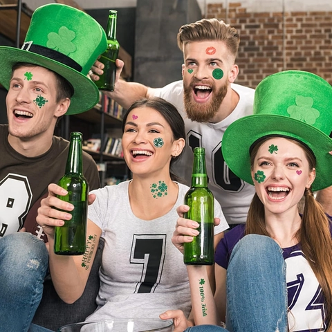 Tatuaggi Temporanei San Patrizio Glitter Verde Trifoglio Adesivi Visage Corpo Accessori Per Feste Irlandesi