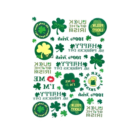 Tatuaggi Temporanei San Patrizio Glitter Verde Trifoglio Adesivi Visage Corpo Accessori Per Feste Irlandesi