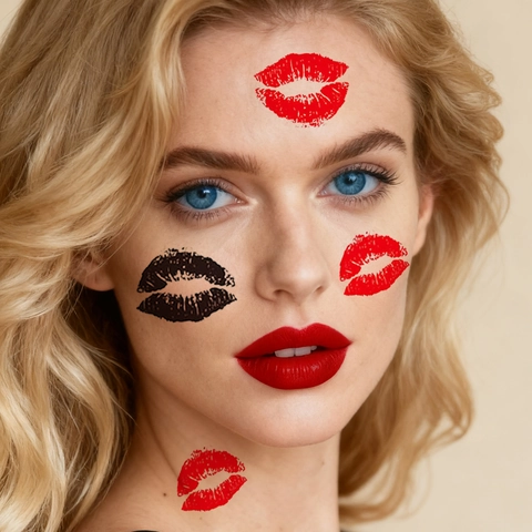 Tatuaggi Temporanei Bacio Labbra San Valentino Adesivi Cuore Leopardo Impermeabile Body Art Per Festa Di Coppia