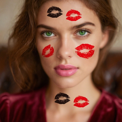 Lip Print Temporary Tattoo Stickers Waterproof Kiss Mark Patterns For Valentine Day Party Body Art Decoration
