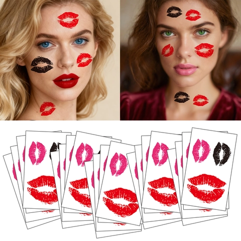 Lip Print Temporary Tattoo Stickers Waterproof Kiss Mark Patterns For Valentine Day Party Body Art Decoration