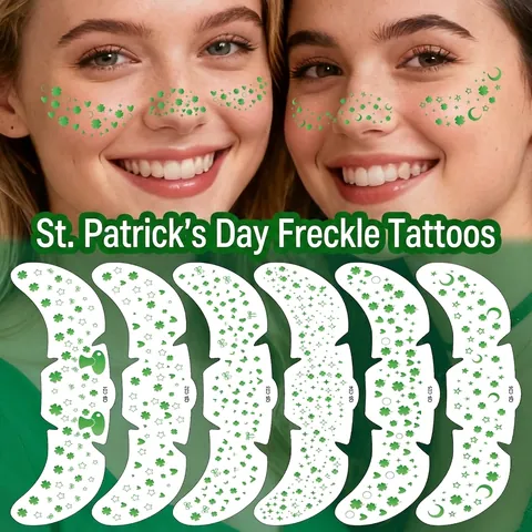 Tatuajes Temporales Faciales San Patricio Pegatinas Pecas Trébol Verde Para Maquillaje Fiesta Irlandesa Decoración