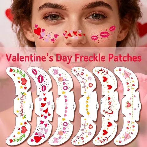 Valentinstag Gesicht Tattoo Aufkleber Rote Herz Lippenstift Sommersprossen Makeup Temporäre Wasserdichte Sticker
