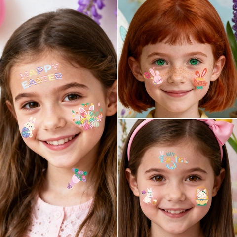 Ostern Temporäre Tattoos Kinder Hase Bunte Eier Blume Wasserdicht Gesicht Hand Körper Aufkleber Party Dekorationen