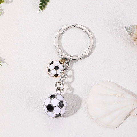 Soccer Football Keychain Alloy Metal Sports 3D Ball Pendant Bag Charm Gift For Fans
