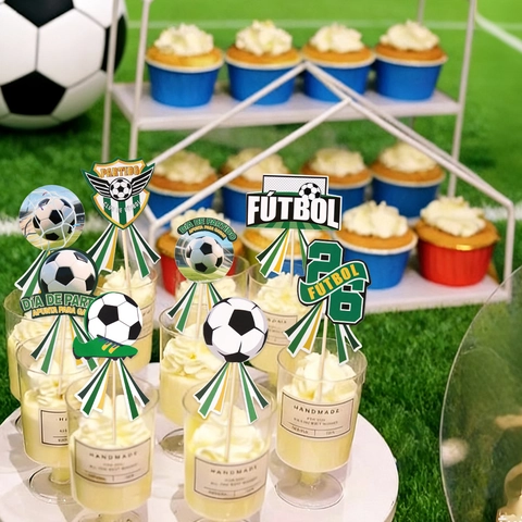 Decorazioni per Torte a Tema Calcio Fronte Retro Stampato Decorazione per Feste di Compleanno Sportive Legno Carta