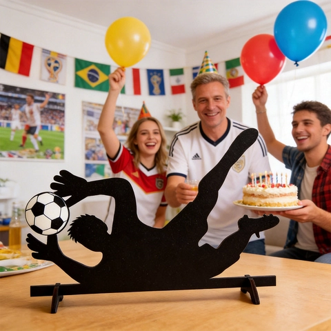 Adorno de Escritorio Silueta Jugador Fútbol Madera Estatua Deportiva Creativa Decoración de Mesa para Fans Copa Mundial Hogar