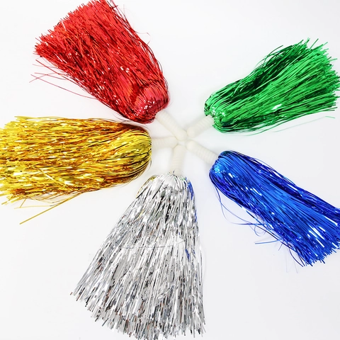 Cheerleading Pom Poms Metallic Kunststoff PET Handheld Blumen Für Sportwettkampf Party Tanz Performance Zubehör