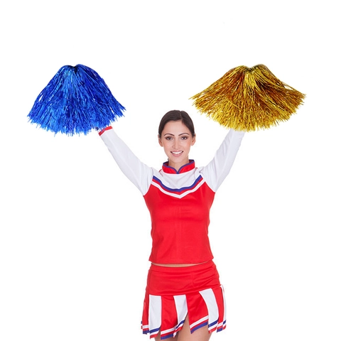 Cheerleading Pom Poms Metallic Kunststoff PET Handheld Blumen Für Sportwettkampf Party Tanz Performance Zubehör