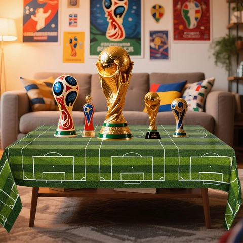 Soccer Theme Disposable PE Tablecloth Waterproof Rectangular Football Field Pattern For Sports Party Birthday Celebration Decor