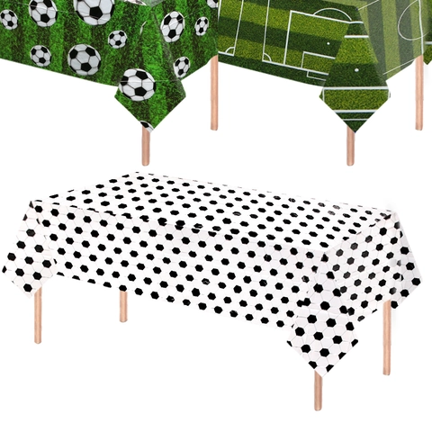 Voetbal Thema Wegwerp PE Tafelkleed Waterdicht Rechthoekig Voetbalveld Patroon Voor Sportfeest Verjaardag Viering Decor
