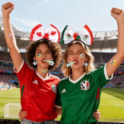 Global Soccer Tournament Fan Cheering Accessories Set National Flag Bow Headband Whistle Tattoo Stickers Brooch Earrings Party Favors