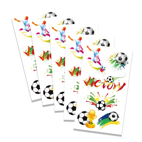 Tatuaggi Temporanei a Tema Torneo di Calcio Design Trofeo Vittoria Atleta Adesivi Impermeabili per Corpo Viso per Partita Evento Festa