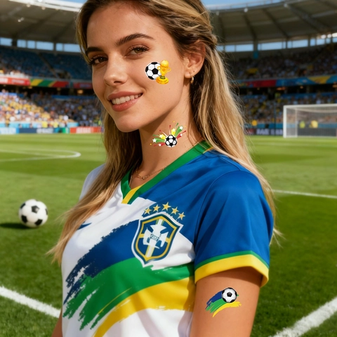 Autocollants de Tatouage Temporaire Football Coupe du Monde Trophée Motif Victory Dessin Animé Décalcomanies Art Corps Visage pour Fans