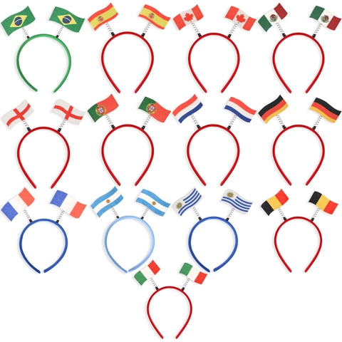 Cerchietto con Molla Bandiera Nazionale Coppa del Mondo Supporto Tifosi Calcio Accessorio Bandiera Luccicante per Festa Festival