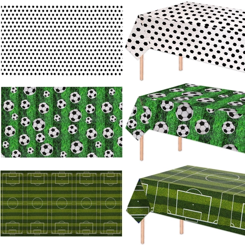 Mantel de PE Desechable con Tema de Fútbol Mantel Impermeable con Diseño de Rejilla de Hierba de Campo de Fútbol