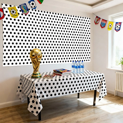 Nappe et Fond de Fête de Football Jetable en Plastique PE Motif Terrain de Foot Herbe Pour Décoration d'Anniversaire Sport