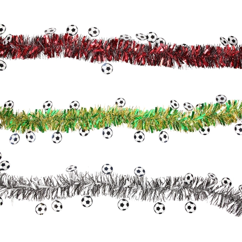 Soccer Tinsel Garland Metallic Football Theme Streamer For Sports Event World Cup Party Bar Restaurant Decoration