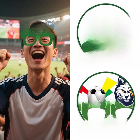 Occhiali da Festa e Cerchietto a Tema Calcio Oggetti di Scena Fan Celebrazione Eventi Sportivi Accessori Divertenti