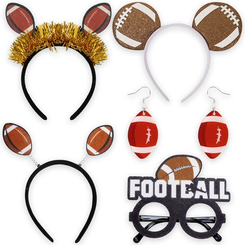 American Football Rugby Theme Party Accessories Headbands Novelty Glasses And Earrings For Sports Fans Cheering Props