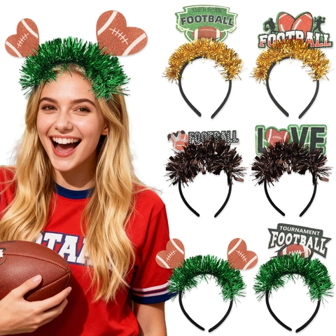 Fascia per Capelli Super Bowl American Football Glitter Frange Tinsel Torneo Sport Giorno della Partita Festa Accessorio Capelli Fan