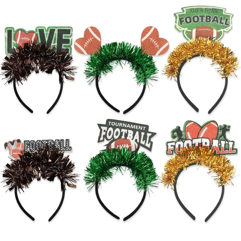 Cerchietto per Festa a Tema Football Americano Frange di Lametta Copricapo Glitterato Super Bowl Accessorio per Tifosi