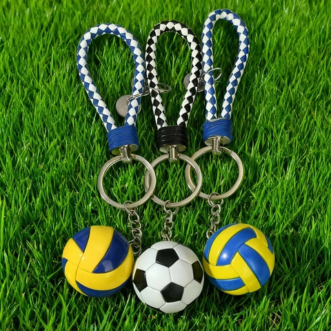 Portachiavi Palla Sportiva Con Corda In Pelle PU Intrecciata Calcio Pallavolo Ciondolo Zaino Fascino Regalo Creativo