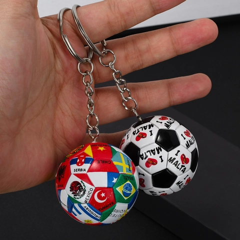 Mini Pallone Da Calcio Portachiavi ABS Plastica Motivo Bandiera Del Mondo Ciondolo Calcio Souvenir Regalo