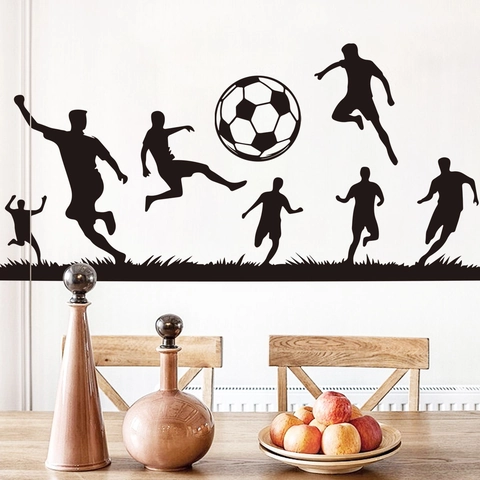 Stickers Muraux Football Silhouette Joueur De Foot PVC Autocollant Amovible Décor Sport Pour Chambre Enfant