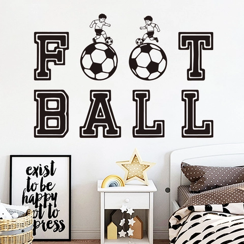 Football Soccer Wall Stickers PVC Waterproof Removable Art Decal For Kids Room Bedroom Sport Fan Decor Lettering