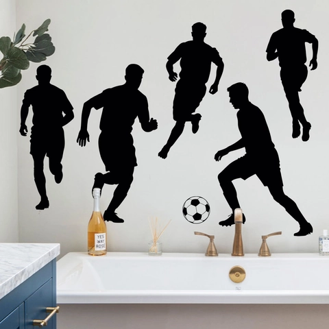 Voetbalspelers Silhouetten Muursticker PVC Verwijderbaar Sport Muursticker Voor Jongenskamer Sportschool Woonkamer Decoratie