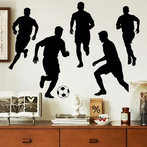 Voetbalspelers Silhouetten Muursticker PVC Verwijderbaar Sport Muursticker Voor Jongenskamer Sportschool Woonkamer Decoratie