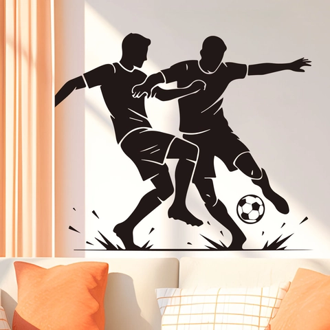 Autocollant Mural Silhouette Joueurs Football PVC Décalcomanie Vinyle Auto-Adhésive Pour Décoration Sportive