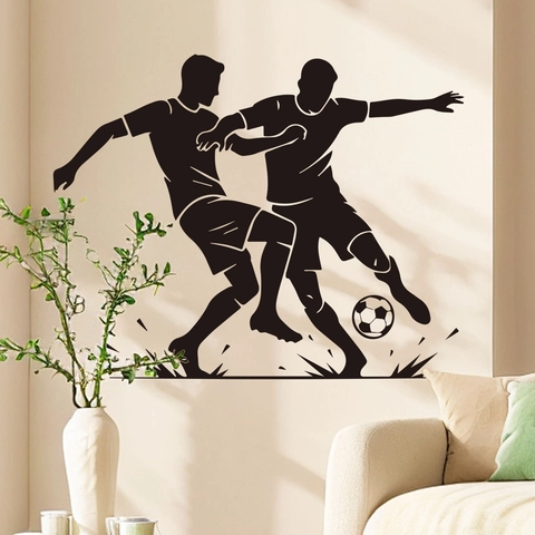 Autocollant Mural Silhouette Joueurs Football PVC Décalcomanie Vinyle Auto-Adhésive Pour Décoration Sportive