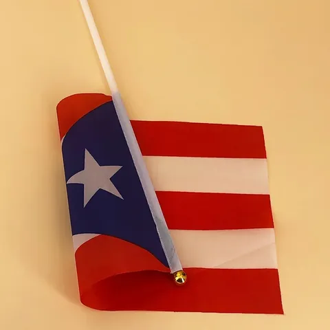 Puerto Rico Hand Held Flags Polyester Fabric With Plastic Pole Small Mini National Decoration Parades Sports Events