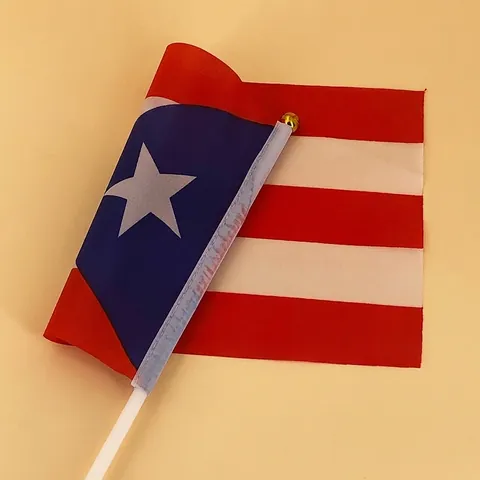 Puerto Rico Hand Held Flags Polyester Fabric With Plastic Pole Small Mini National Decoration Parades Sports Events