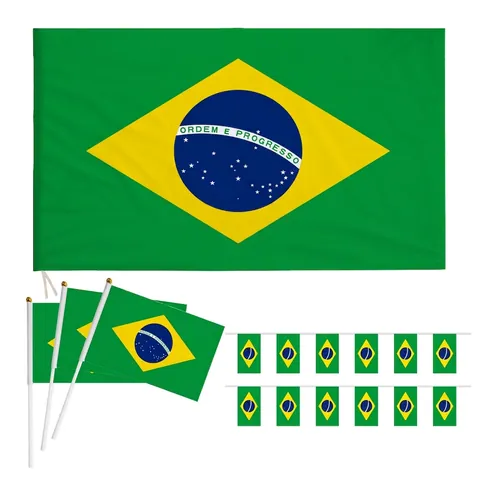 Bandiera Nazionale Brasile Banner Poliestere Bandiere A Mano Bandierine Sciarpa Tifoso Auto Mondiale Evento Sportivo Arredamento