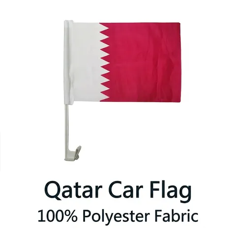 Katar Car Flag Polyester Stoff Kunststoff Fenster Clip Stange Automobil Dekoration Sportveranstaltung Fußball Fans Feier