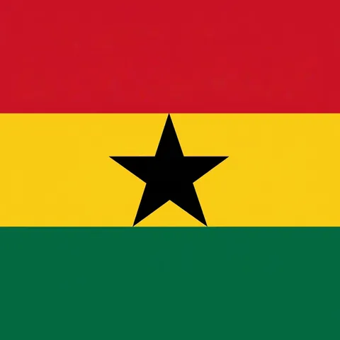 Ghana National Flag Hand Waving Polyester Banner With Plastic Pole For Sports World Cup Parade Celebration