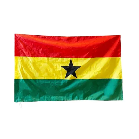 Ghana Nationale Vlag Handzwaai Polyester Banner Met Plastic Stok Voor Sport Wereldbeker Parade Viering