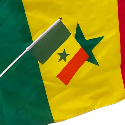 Bandiera Nazionale Del Senegal Poliestere Strisce Verticali Verde Giallo Rosso Stella Verde Bandiera Grande E Piccola