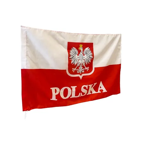 Εθνική Σημαία Της Πολωνίας Με Εθνόσημο Polska Λευκό Και Κόκκινο Πολυεστέρα Banner Για Αθλητικές Εκδηλώσεις Διακόσμηση