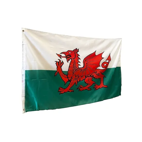 Wales Flag Red Dragon Welsh National Flag Polyester Vivid Color Fade Resistant Decorative Banner With Metal Grommets For Sports Events