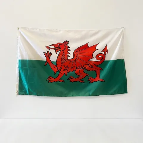 Drapeau Pays De Galles Dragon Rouge National Polyester Couleurs Vives Résistant Décoloration Bannière Avec Œillets