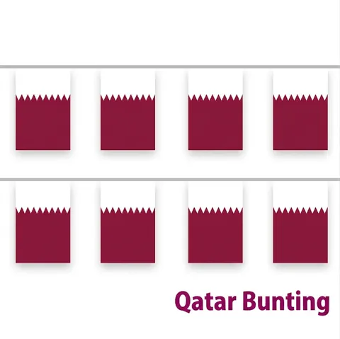 Qatar Bunting Flags Polyester National Day String Banner Square Triangle Sports Event Party Decoration
