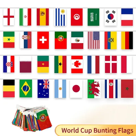 Qatar Bunting Flags Polyester National Day String Banner Square Triangle Sports Event Party Decoration