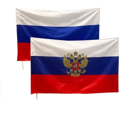 Russian National Flag Durable Polyester Banner Golden Double Headed Eagle Crest Vivid Colors Indoor Outdoor Decoration