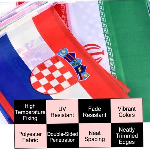 World Cup Bunting String Flags Polyester Multi Country National Banner For Bar Party Sports Event Soccer Fans Decor