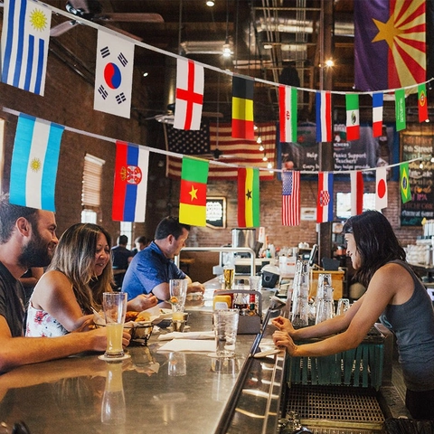 World Cup Bunting String Flags Polyester Multi Country National Banner For Bar Party Sports Event Soccer Fans Decor